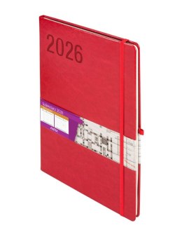 Kalendarz książkowy (terminarz) 2027 Formalizm tygodniowy, czerwony A4 295mm x 210mm Antra (Kal001534)