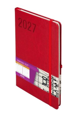 Kalendarz książkowy (terminarz) 2027 Formalizm tygodniowy, czerwony A5 210mm x 145mm Antra (Kal001540)
