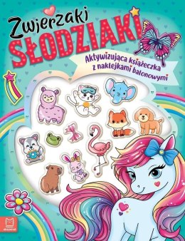 Książeczka edukacyjna Zwierzaki słodziaki. Aktywizująca książeczka z naklejkami balonowymi Aksjomat (4341)
