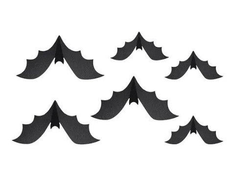 Ozdoba halloweenowa Dekoracja papierowa Nietoperze, 19-29 cm, czarny (1 op. / 6 szt.) Partydeco (DNT11)