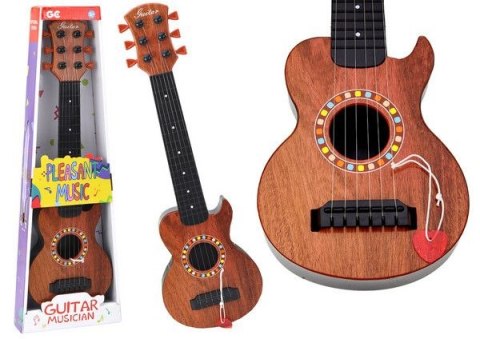 Gitara Zabawkowa Dla Dzieci Brązowa Drewno Kostka Do Gry Lean (19882)