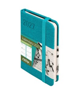 Kalendarz książkowy (terminarz) 2027 Awangarda tygodniowy, turkusowy A7 110mm x 78mm Antra (Kal001527)