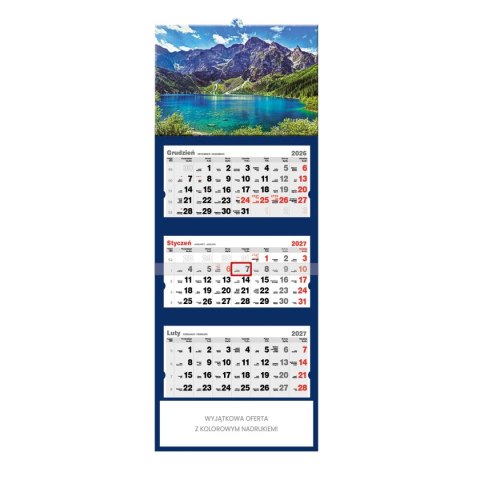 Kalendarz ścienny 2027 trójdzielny MORSKIE OKO 320mm x 855mm Jotan (T57)