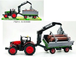 Traktor z przyczepą i drewnem; 54,5x16x14,5cm, PVC Adar (641068)