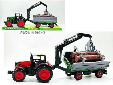 Traktor z przyczepą i drewnem; 54,5x16x14,5cm, PVC Adar (641068)