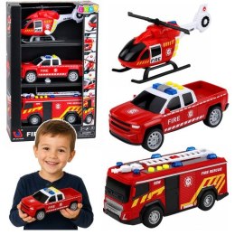 Zestaw samochodowy Straż Pożarna Wóz Helikopter Samochód Światła Dźwięki 1:32 Lean (31584)