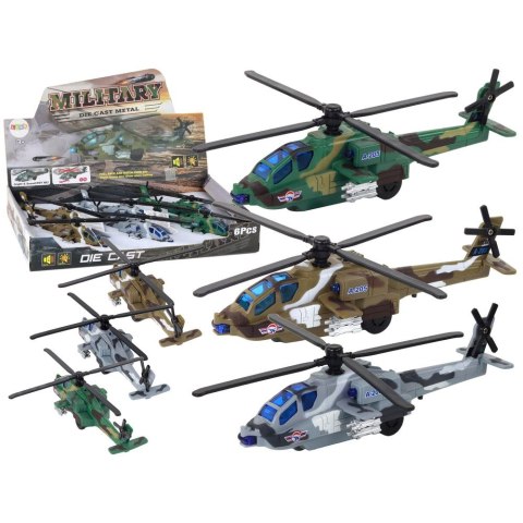 Helikopter Wojskowy Śmigłowiec Militarny Aluminiowy Mix Dźwięk Światła Lean (16530)