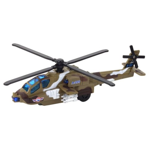 Helikopter Wojskowy Śmigłowiec Militarny Aluminiowy Mix Dźwięk Światła Lean (16530)