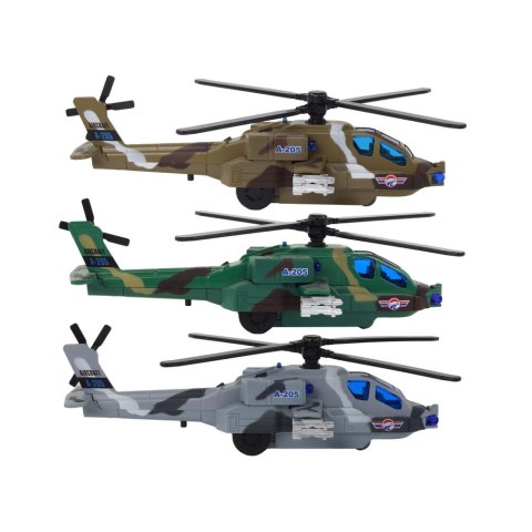 Helikopter Wojskowy Śmigłowiec Militarny Aluminiowy Mix Dźwięk Światła Lean (16530)