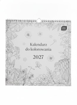Kalendarz ścienny DO KOLOROWANIA wieloplanszowy 300mm x 300mm Interdruk (KWIATY)