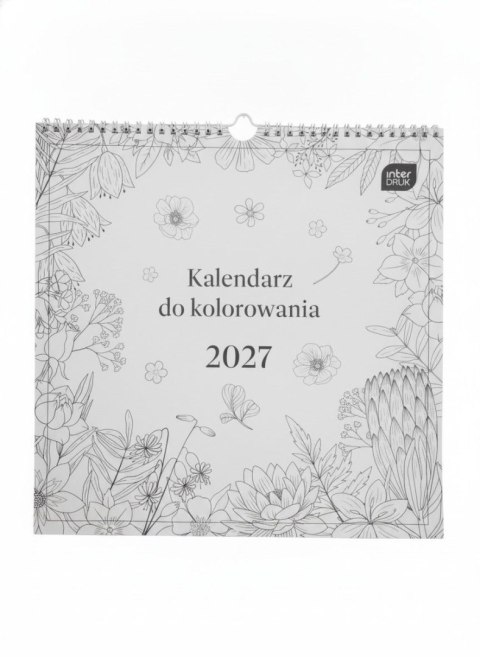 Kalendarz ścienny DO KOLOROWANIA wieloplanszowy 300mm x 300mm Interdruk (KWIATY)