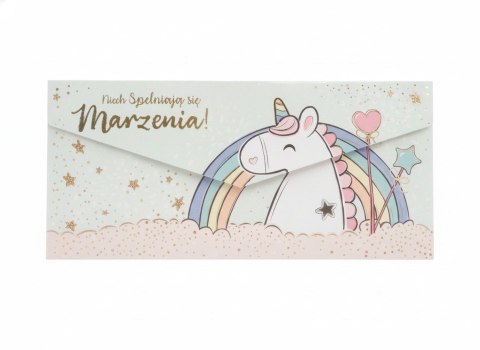 Kartka składana DL+ Koperta MIĘTOWY JEDNOROŻEC Henry (5908451986193)