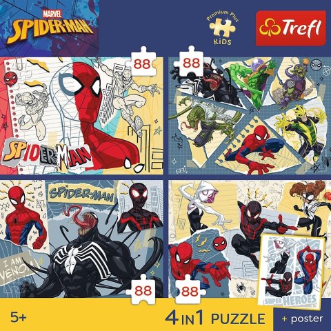 Puzzle Spiderman Sieć zabawy 4x88 el. Trefl (34705)