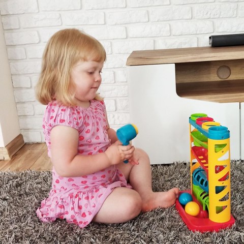 Zabawka edukacyjna zjeżdżalnia z piłeczkami i młotkiem Smily Play (SP82932)