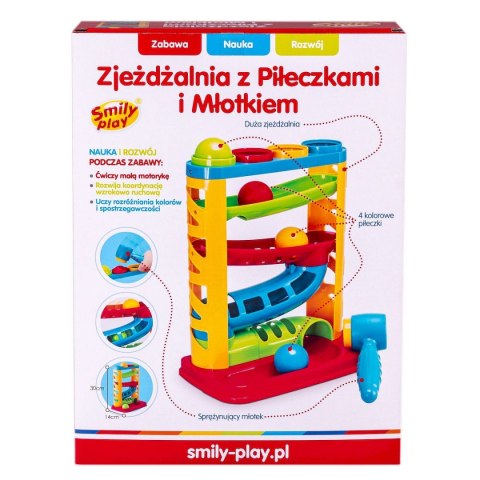 Zabawka edukacyjna zjeżdżalnia z piłeczkami i młotkiem Smily Play (SP82932)