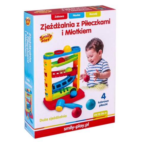 Zabawka edukacyjna zjeżdżalnia z piłeczkami i młotkiem Smily Play (SP82932)