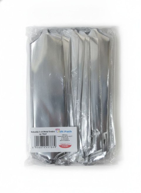 Kokarda metaliczna srebrna 50mm Gift Pack